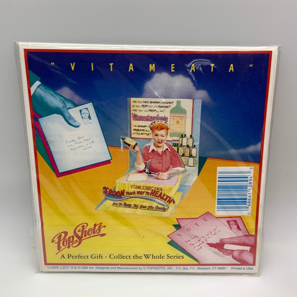 VTG I Love Lucy Pop Shots Lucille Ball Vitameatavegamin Commercial 3D Card NEW!